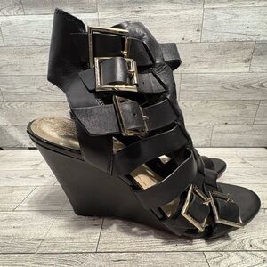 Vince Camuto Black Wedge Sandals